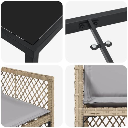 Комплект за хранене в градината 9 pcs Бежово полиратан