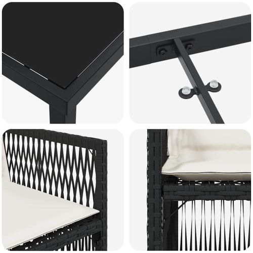 Комплект за хранене в градината 9 pcs Черно