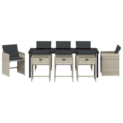 Комплект за хранене в градината 9 pcs Светлосиво полиратан