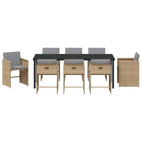 Комплект за хранене в градината 9 pcs Бежово полиратан