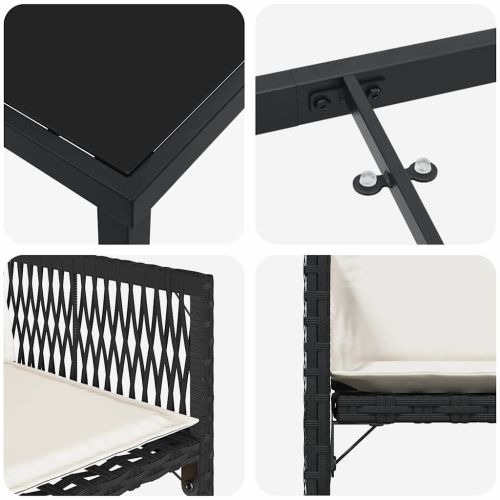 Комплект за хранене в градината 9 pcs Черно полиратан