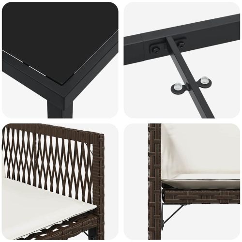 Комплект за хранене в градината 9 pcs Кафяво полиратан