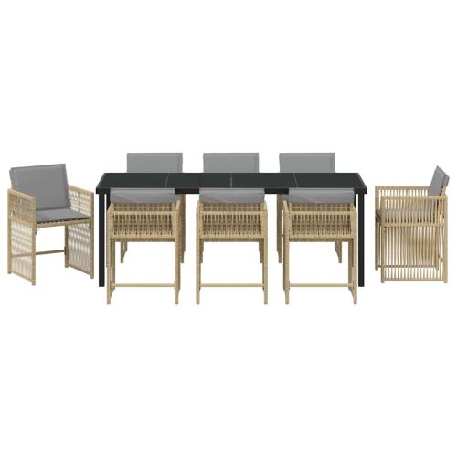 Комплект за хранене в градината 9 pcs Бежово полиратан