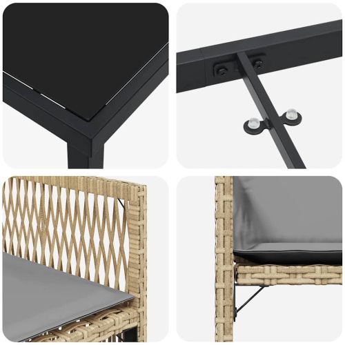 Комплект за хранене в градината 9 pcs Бежово полиратан