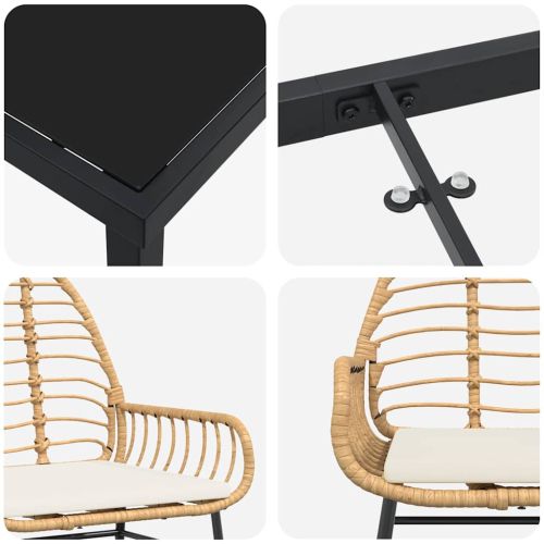 Комплект за хранене в градината 7 pcs Кафяво полиратан