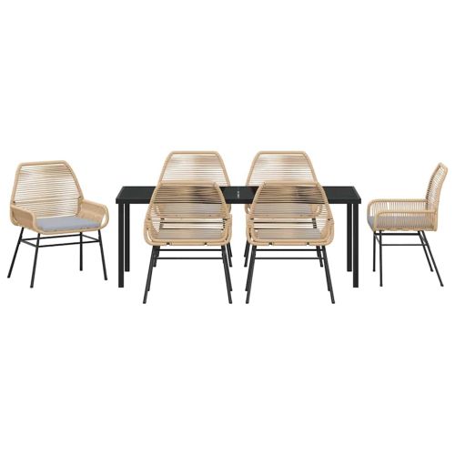 Комплект за хранене в градината 7 pcs Кафяво полиратан