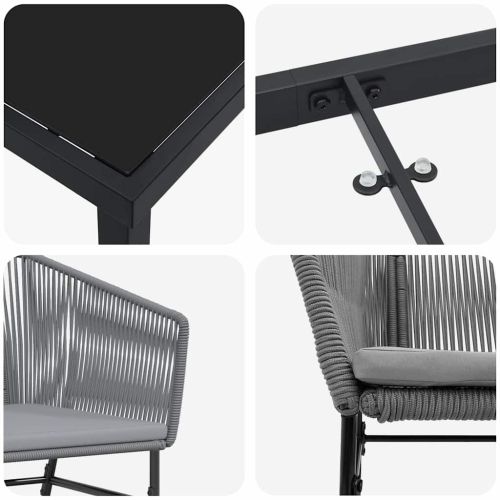 Комплект за хранене в градината с възглавница 9 pcs Сив