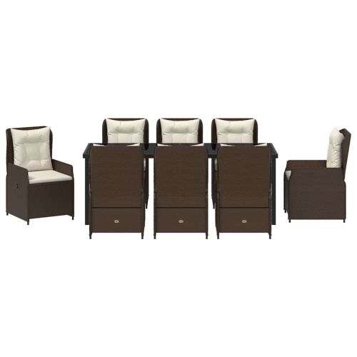 Комплект за хранене в градината 9 pcs Кафяво полиратан