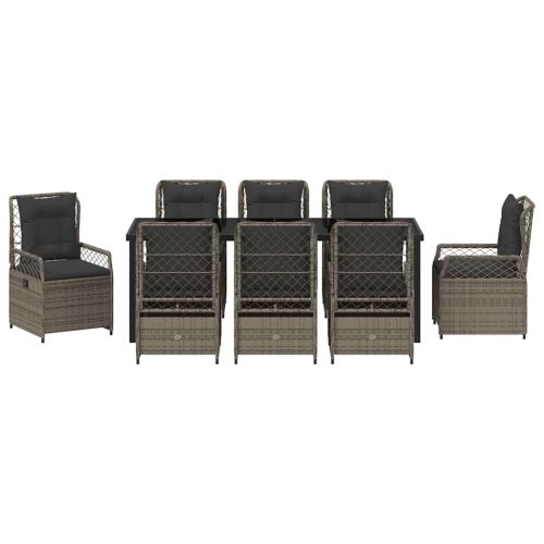 Комплект за хранене в градината 9 pcs Сив полиратан