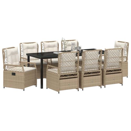 Комплект за хранене в градината 9 pcs Бежов и кремаво бял