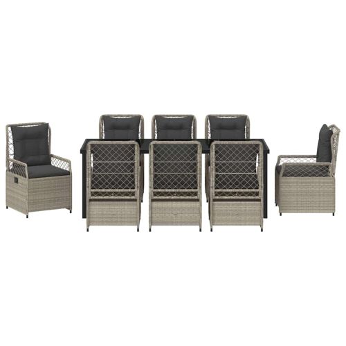 Комплект за хранене в градината 9 pcs Светлосиво полиратан