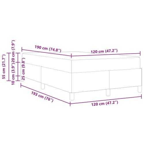 Рамка за легло с матрак Светлосиво 120 x 190 cm текстил