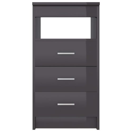 Шкаф с чекмеджета, сив гланц, 40x50x76 см, инженерна дървесина