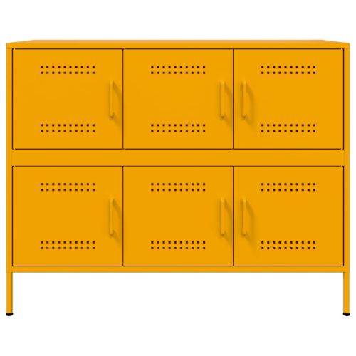 Бюфет, горчица жълто, 100,5x39x79 см, стомана