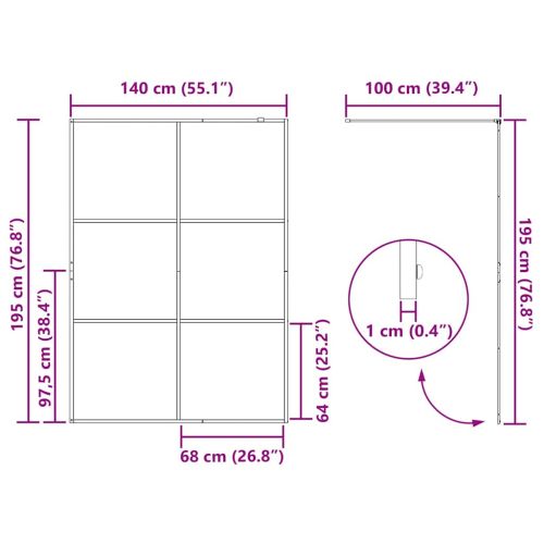 Стена на душ с вход Черно 140 x 195 cm закалено стъкло