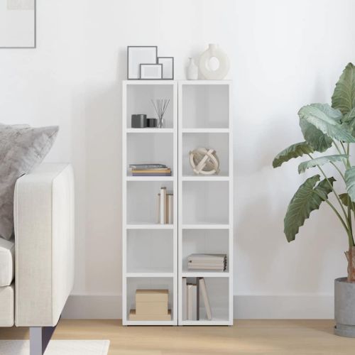 CD шкафове, 2 бр, бял гланц, 21x16x93,5 см, ПДЧ