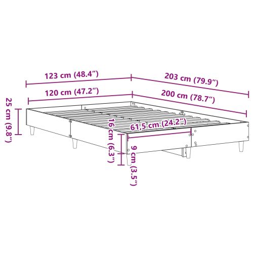 Рамка за легло Черния дъб 193 x 143 x 25 см Инженерно дърво