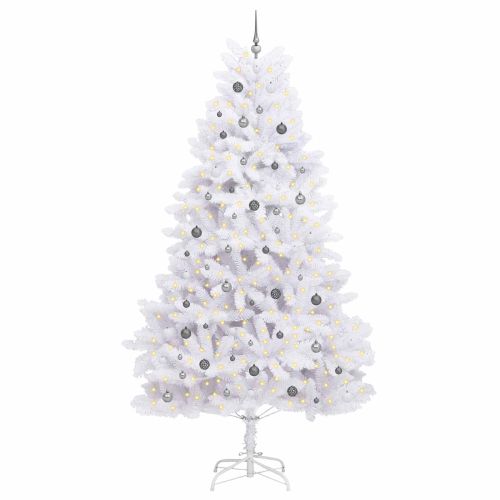 С изкуствено коледно дърво Бяло 138 x 138 x 300 см PVC и метал