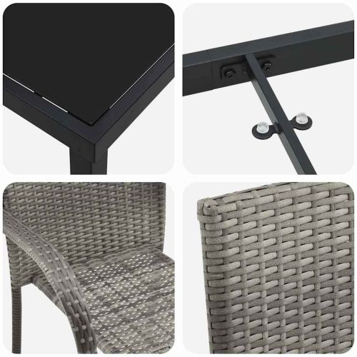 Комплект за хранене в градината 7 pcs Сив