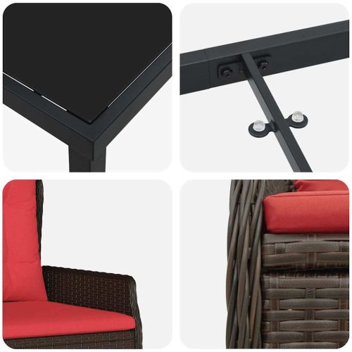 Комплект за хранене в градината 7 pcs Кафяво Полиратан