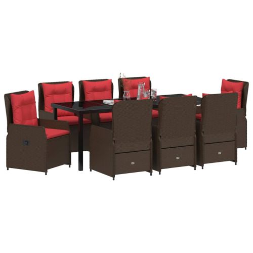 Комплект за хранене в градината 9 pcs Кафяво Полиратан