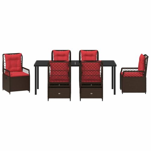 Комплект за хранене в градината 7 pcs Кафяво полиратан