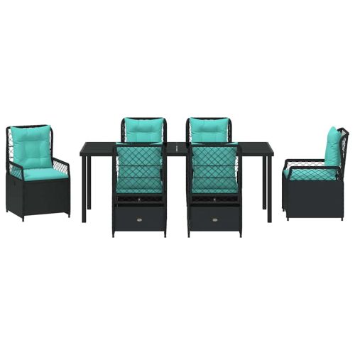 Комплект за хранене в градината 7 pcs Черно полиратан