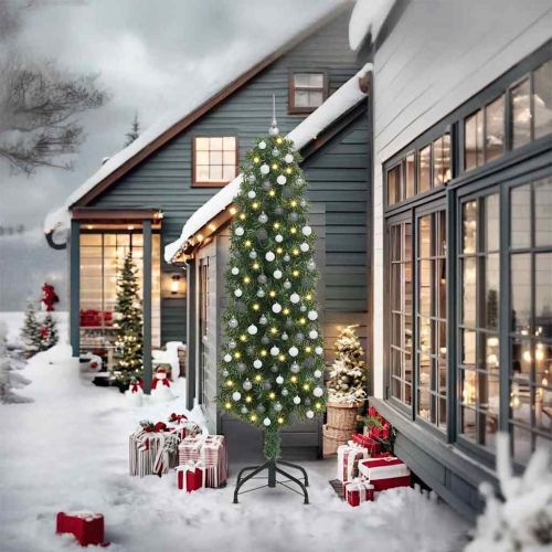 С изкуствено коледно дърво с 300 LED светодиода Зелен 240 cm