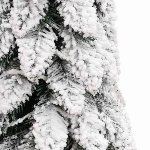 Изкуствена осветена коледна елха с 80 LED флокиран сняг 150 см