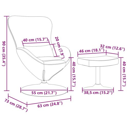 Яйцевиден стол с столче with Footstool Синьо Кадифе