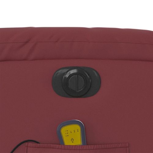 Електрически масажен накланящ стол виненочервен изкуствена кожа