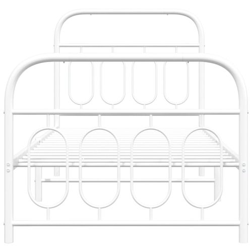 Метална рамка за легло с горна и долна табла, бяла, 90x200 см