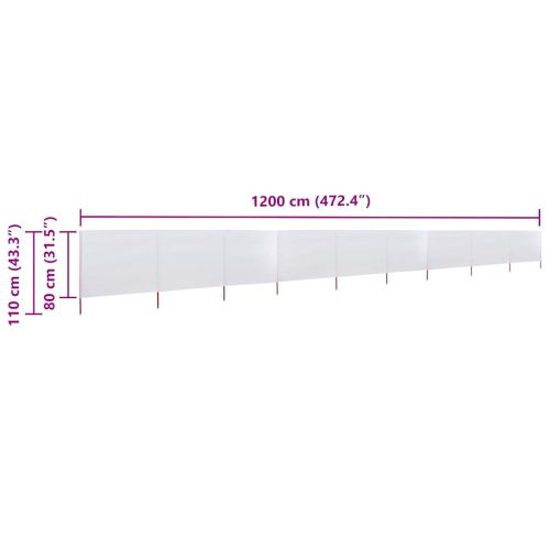 Параван против вятър от 9 панела текстил 1200x80 см пясъчнобял