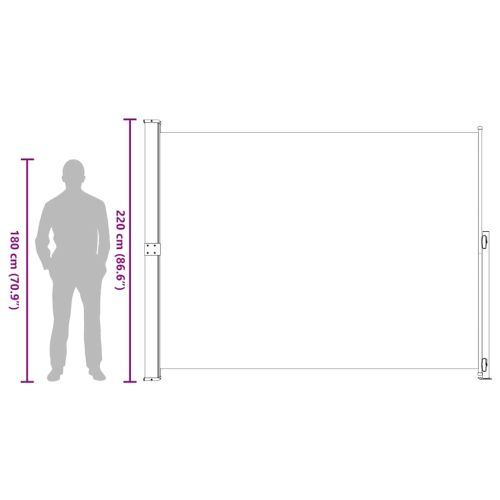 Прибираща се дворна странична тента, 220x300 см, кремава