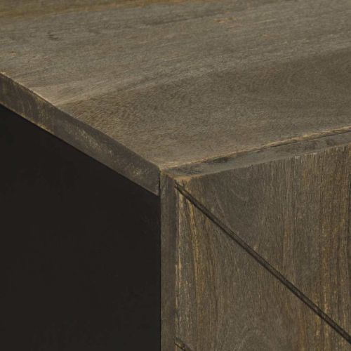 Комплект мебели за баня 4 части черен масивна мангова дървесина