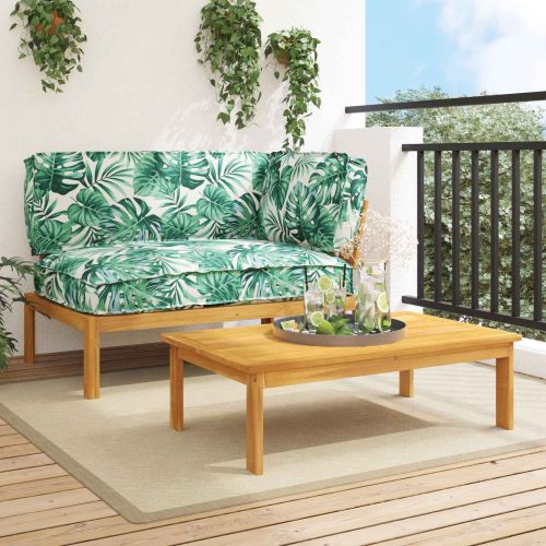 Комплект дивани 2 pcs Мотив с листа Солидно акациево дърво