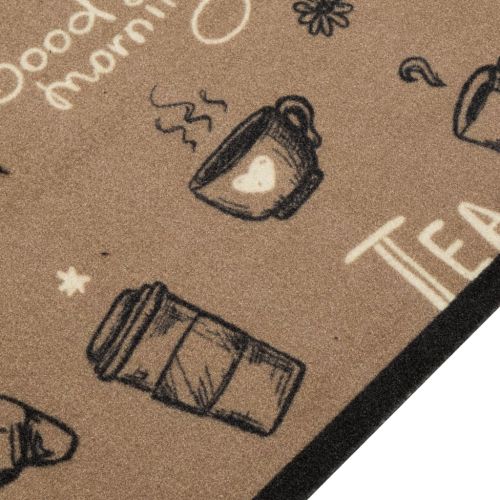 Кухненско килимче миещо сутрешен мотив кафяво 45x150 см кадифе