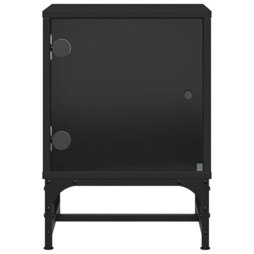 Нощни шкафчета със стъклени врати 2 бр черно 35x37x50 см