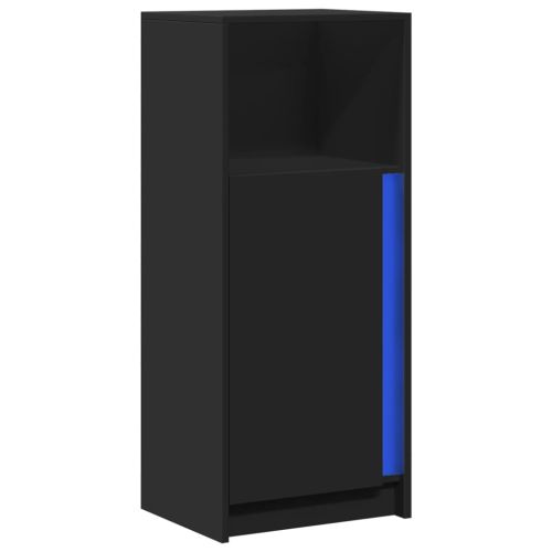 Сайдборд с LED, черен, 42,5x34x100 см, инженерно дърво