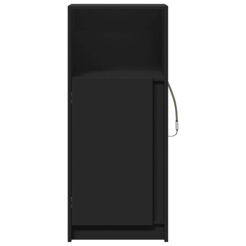 Сайдборд с LED, черен, 42,5x34x100 см, инженерно дърво