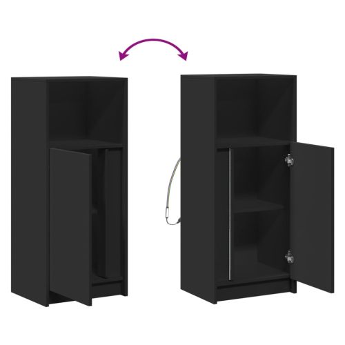 Сайдборд с LED, черен, 42,5x34x100 см, инженерно дърво