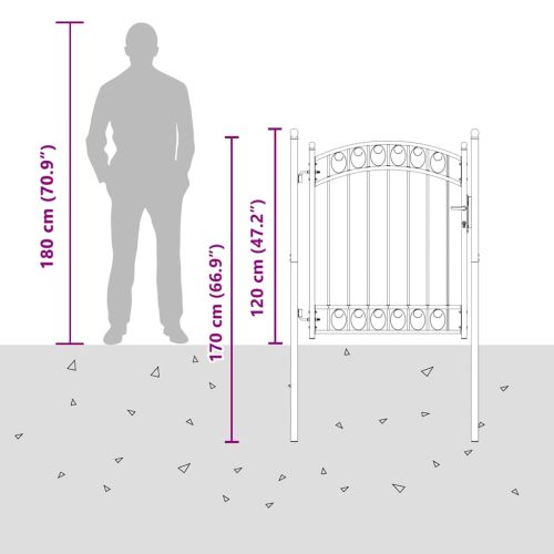 Оградна врата с арковидна горна част стомана 100x106 см зелена