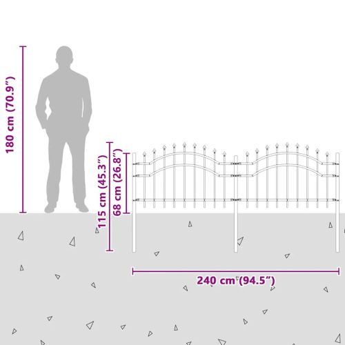 Градинска ограда Woerden с връх тип копие, черна, 240x75 см, стомана