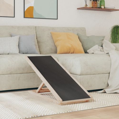 Рампа за кучета сива 100x40 см масивна ела