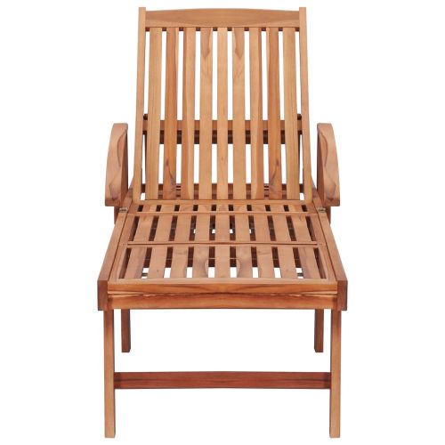 Шезлонги с шалтета на сиво каре, 2 бр, тиково дърво масив