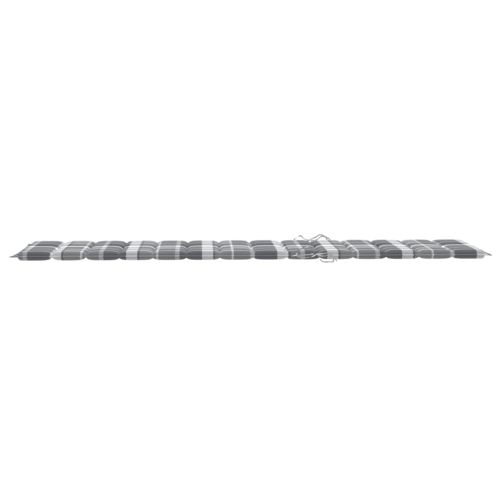 Шезлонги с шалтета на сиво каре, 2 бр, тиково дърво масив