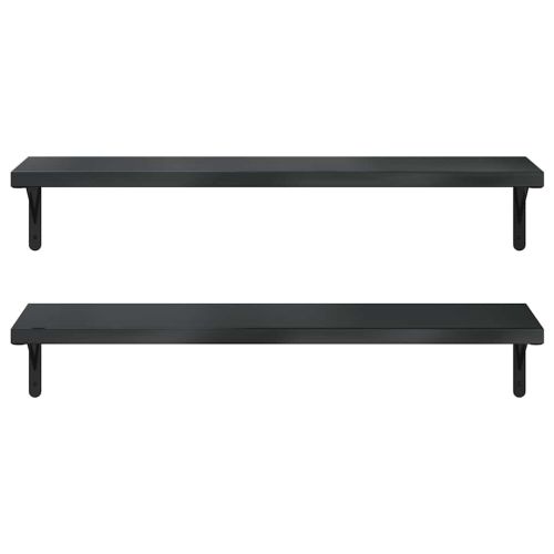 Стенни рафтове 2 бр 100x30 см черни неръждаема стомана