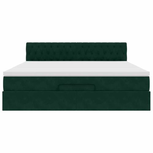Османска легло с матрак, тъмнозелено, 180x200 см, кадифе