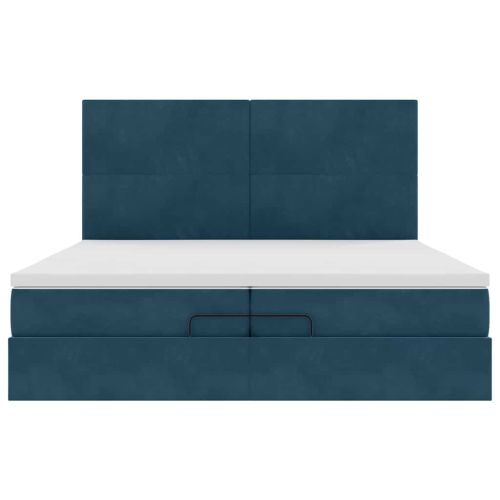 Османска легло с матраци, тъмносиньо, 200x200 см, кадифе