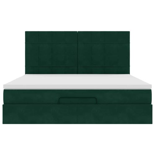 Османска легло с матраци, тъмнозелено, 180x200 см, кадифе